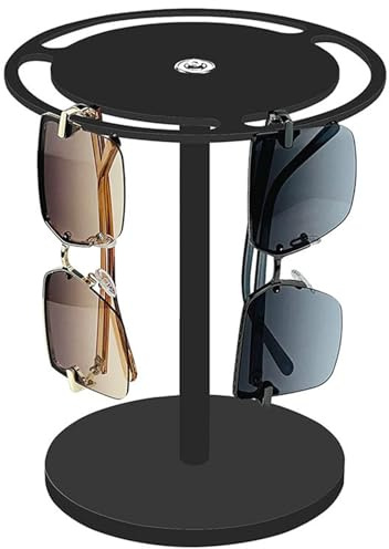 LEPIDI Acryl-Sonnenbrillenhalter, Drehbarer Acryl-Brillenständer, 360 Grad Rotationsorganizer für Sonnenbrillen und Presbyopen, Schwarz
