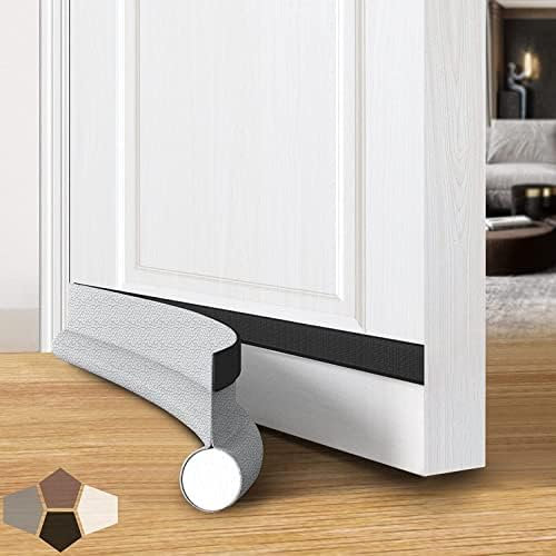 Zugluftstopper für Türen 93.98cm,Leder Zugluftstopper Dichtungsband für Türen,Selbstklebendes Schaumstoffband Schnellmontage,Innen & Außen,Blockiert Kälte & Lärm,Grau
