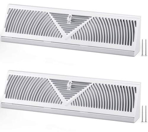 Yaocom 15 Inch White Baseboard Register Vent (Duct Opening Size), Baseboard Diffuser Round Flow Design Register Vent Cover for Home Floor Wall Supply