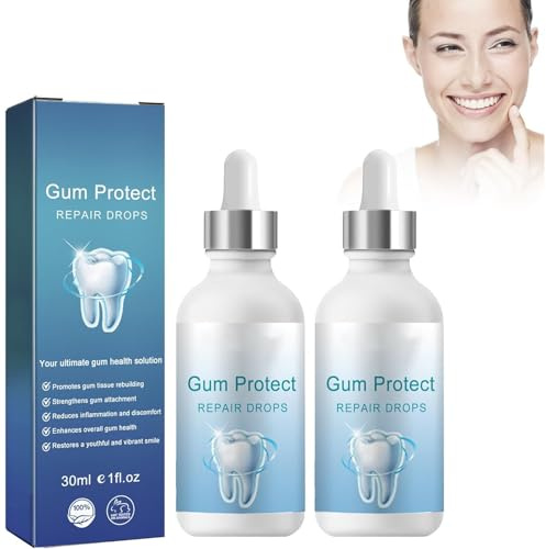 Gum Protect 2 st tandköttsreparations-droppar, regenerering av tandköttet, tandköttsregenereringdroppar, gummiregrowth droppar, reparerar tandkött, föryngrar ditt tandkött med lätthet