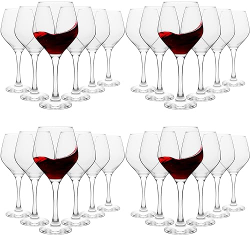 Homiu Large Red Wine Glasses | Set of 24 | 440 ML | Napoli Collection | Glass Drinking Crystal Clear Wine Glass | Wedding Gift Cocktail Set | Home Restaurants Kitchen | Dishwasher Safe