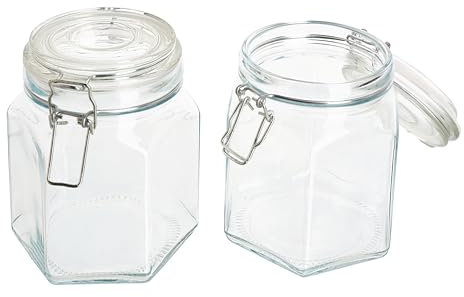 VBS Bocal en verre avec fermeture à étrier, 2 pièces, 800 ml, récipient en verre, bocal à provisions, bocal de conservation, bocal décoratif, pour confiture, herbes aromatiques, aliments, projets DIY