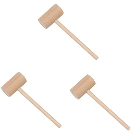 TOPBATHY 3 Sätze Fleischstampfer Krabbenhammer Mini-krebshammer Meeresfrüchte-Hammer Fleischklopfer Fleischzartmacher Fleischhammer Holzgriff Hölzern 4 Stück * 3