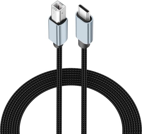 JSADZKJ USB B zu USB C Drucker Kabel, 9.8ft USB B zu USB Typ C Drucker Nylon geflochtenes Kabel USB B Kabel Datenübertragung Verlängerungskabel für MIDI Controller,Drucker,Faxgerät (Schwarz)