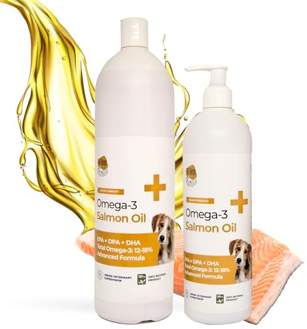 RF-Deer - Olio di Salmone Norvegese per Cani, Gatti e Cavalli 250 ml - 1 pezzo - Olio di Pesce Omega-3 per la Salute del Pelo, delle Articolazioni e della Digestione Bottiglia Scura Anti-Ossidazione