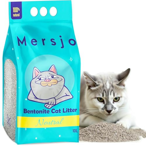 Mersjo Nuetral Bentonitstreu 10L – Natürliche Katzenstreu mit pH-Gesundheitsindikator, Staubfrei, Starke Klumpenbildung, Hohe Feuchtigkeitsaufnahme, Umweltfreundlich