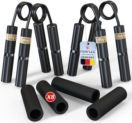 FUNFLEX Set 4 Trainer Forza Presa, Resistenza 22-90kg, Allenatore Mano Dita, Grip Trainer Dita, Allenamento Forza Mano, Dita e Avambraccio, Attrezzo Fitness