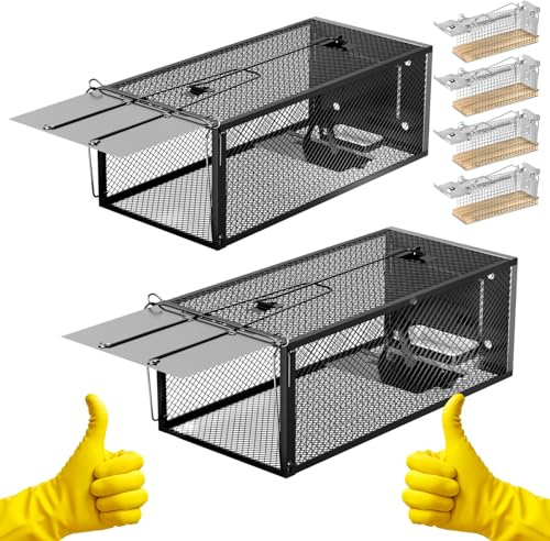 Humane Rattenfallen - Große 32 cm Mausefalle für draußen und drinnen - Wiederverwendbarer Rattenfangkäfig für Mäuse und Kleintiere - Effektiv, schnell und einfach zu bedienen (6 Pack)