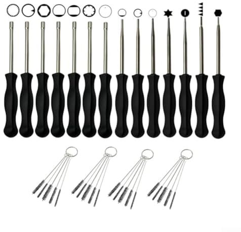 Lot de 18 outils de réglage de carburateur avec tournevis acircle et brosses pour petit moteur 2 temps pour tronçonneuse et débroussailleuse