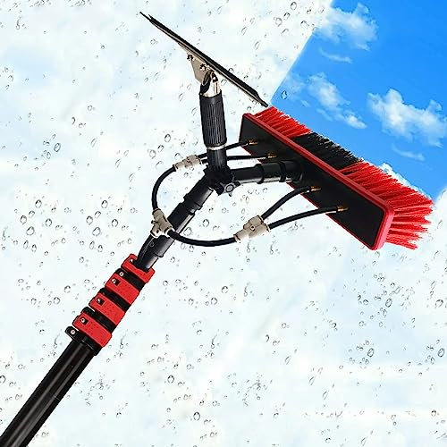 Palo telescopico Limpieza limpiacristales telescopico Limpia Cristales Palo Extensible Limpieza, Juego de cepillos para Limpieza Exterior de Casas con Poste de extensión de 3,6-10,8 m con po