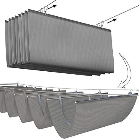Toldo de tela de polietileno de alta densidad gris con bloqueo UV para jardín, patio, césped, pérgola, toldo retráctil, tela de sombra ligera (1,2 x 15 m)