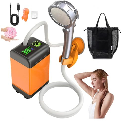 ZaiZaiSMao Portable Shower Pump 7800mAh Rechargeable, Field Shower Lasting-170-200 Mins Battery Shower for Outdoor Shower, Pet Bath, Car Washing