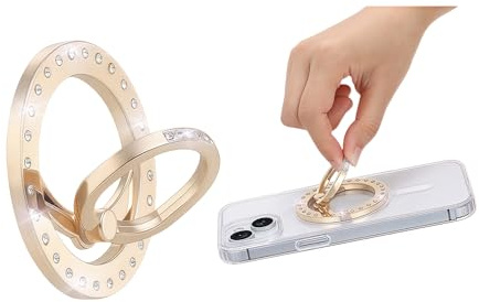 XFSRG Anello Per Smartphone Elegante in Lega con Diamanti Sintetici Supporto Cellulare da Tavolo per Una Presa Sicura e Stile Moderno (Oro)