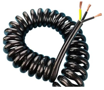 1 Stück 11AWG Spiralkabel, 3-adrig, 4mm², Teleskop, einziehbarer Spanndraht, Schwarz(3 meters)