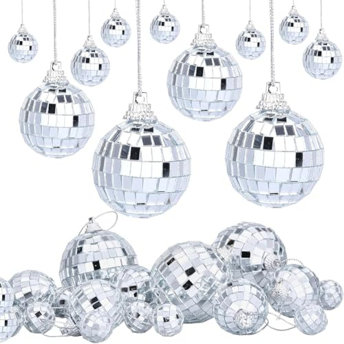 30 Stück Discokugel Deko Ostereier Discokugeln, 4 Mini Discokugel (3/4/5/6cm), Klein Groß Silber Spiegelkugel Aufhängen für Disco Kugel Deko, Disco Ball Spiegel für Ostern Party Fenster Dekoration