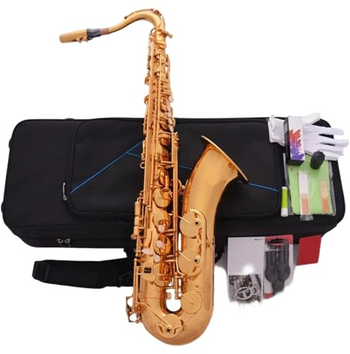 Saxophone Professionelles Goldfarbenes Bb-Tenorsaxophon Mit Koffer