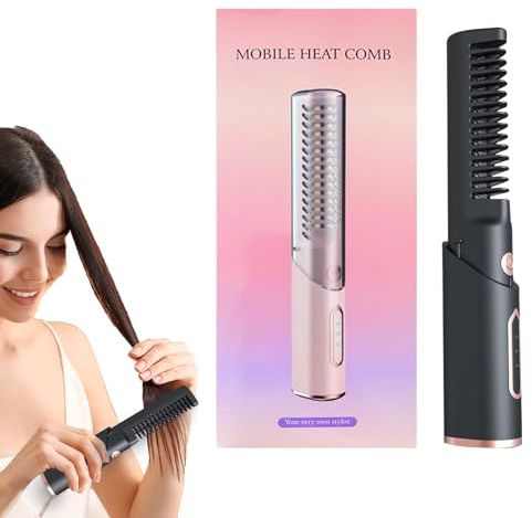 Brosse lissante sans fil, brosse lissante sans fil, peigne pour lisser les | cheveux | Fer à friser pour femme, peigne électrique, rechargeable par USB