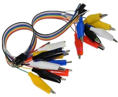 10pin Double-end Alligator Clips Jump Wire Male Female Crocodile Clip Test Lead Jumper Wire Line Cable DIY Connection(30cm Male)