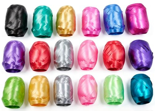 18 Stück Curling Ribbon Rollen, Kräuselband 5mm x 10m - Geschenkband zum Kräuseln für Geschenkverpackung, Hochzeitsdeko, Luftballons, Geburtstag & Weihnachten