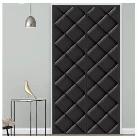 Ghygetrich Rideau Occultant Thermiques, Rideau Thermique Porte D'Entrée Rideau Phonique Anti Bruit Rideau Thermique Rideau de Porte Rideau Thermique Isolant Anti Froid et Chaleur Black 120 * 210cm