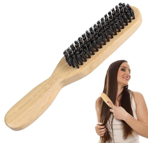 pclapora Brosse Poils de Sanglier pour Plaquage Cheveux et Chignon | Pour Femmes Hommes et Enfants Brosse à Barbe Démêlage et Coiffage pour Cheveux Épais, Ondulés, Secs ou Abîmés