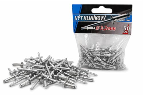 Aluminium Pop Rivets 3.2mm x 12mm Dome Head Blind Rivets | Steel Mandrel | Open End | 50 PCS | Silver Rivets for Metal Fixing & DIY
