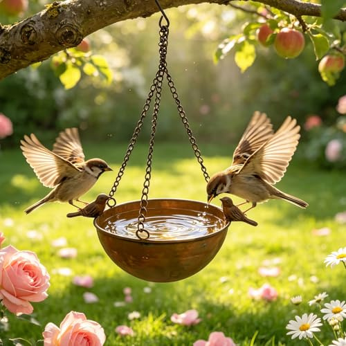 ACAREY Vogeltränke Hängend, Vogeltränke Garten, Vogelbad Garten, Vogeltränke Balkongeländer, Vogeltränke Winterfest, Vogelfutterhaus Zum Aufhängen, Vogelfutterspender für Wildvögel (A)