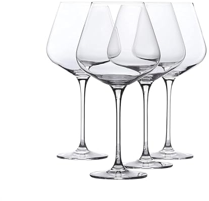 WHOLE HOUSEWARES Copas De Vino Cristal Juego De 4 - Copas De Vino Tinto O Blanco - Perfectos para Uso en Casa, Restaurante y en Fiestas - Copas Voluptuosas - 25 oz