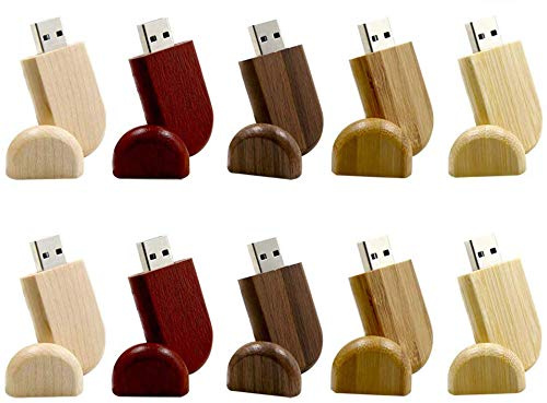 A Plus+ - Memoria USB de Madera (128 GB, USB 3.0, 10 Unidades, Almacenamiento en Disco de Memoria Stick
