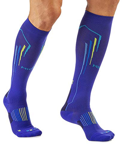 MICO CALCETINES DE CARRERAS LARGO en Tejido de Nylon + fibra LYCRA, OXI-JET COMPRESSION (+oxìgeno+recuperacion+energìa) 100% Made in Italy, para Mujeres Deportes, en Color Azul