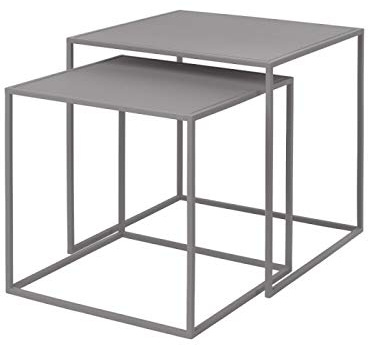 blomus 2er Set Beistelltische FERA, Mourning Dove, 40L x 40B x 40H cm, 35L x 35B x 35H cm, Sofatisch Grau, Kaffeetisch aus Stahl