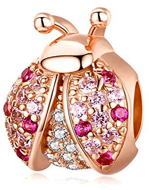 Marienkäfer-Charm, 925er-Sterlingsilber, Insekten-Charm, Tier-Charm, Geburtstags-Charm für Pandora-Charm-Armbänder (Marienkäfer (Roségold))