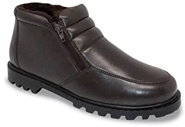 Chums Men's Leather Thermal Lined Twin Zip Winter Boots, Fleece Insole, Grip Sole, Standard Fit (Sizes 6-12)