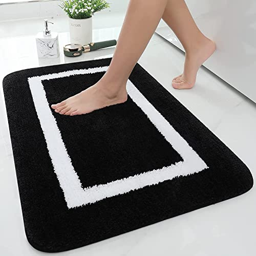 Homaxy Mikrofaser Badezimmerteppich Badematte rutschfest – 40x60 cm,Schwarz | modernes design, weich & flauschig, wasserabsorbierende, rutschfeste rückseite, maschinenwaschbar, weit verbreitet, langlebig