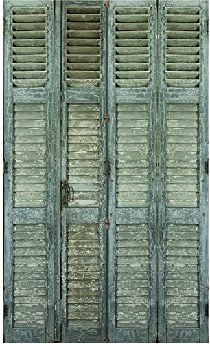 PLAGE Papier peint intissé vintage, persienne en bois gris, style ancien, 250 cm X 150 cm