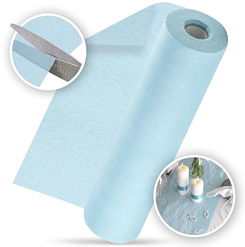 100%Mosel Vlies Tischläufer, in Himmelblau (30 cm x 25 m), dekoratives Tischband, edle Tischdeko für Geburtstage & Hochzeiten, Bunte Dekoration zu besonderen Anlässen