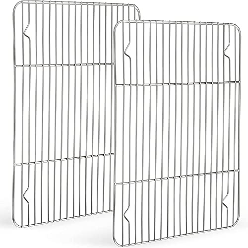 Joyfair Cooling Racks Set of 2, Stainless Steel Large Wire Rack for Roasting, Grilling, Cooking and Drying for Cake/Pizza/Meat, Toaster Oven& Dishwasher Safe, 38.5 x 28.5CM- Fit Half Sheet Tray