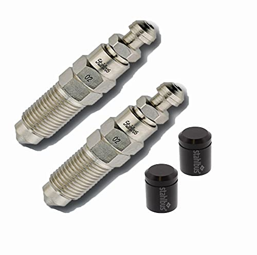 2X stahlbus Schnell-Entlüfterschraube Entlüftungsventil M10x1x20mm +Ventilkappe Alu Schwarz