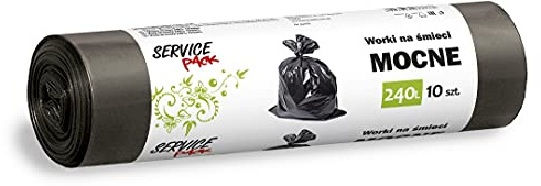 Stella Bolsas de basura Stark 240 L | 10 unidades | Bolsas de basura para la basura doméstica o la oficina de una lámina gruesa de polietileno de baja densidad de color negro