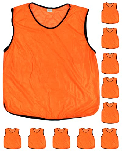 SPORTIKEL24 Trainingsleibchen für Jugendliche – Orange – 11er Set – für Fußball, Schule & Verein – robust & leicht