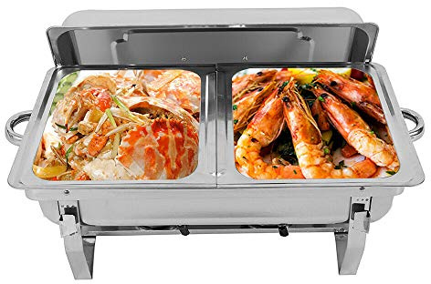 NaMaSyo Chafing Dish,Edelstahl Warmhaltebehälter,Speisenwärmer, Edelstahl Speisenwärmer Behälter,Wärmebehälter für Catering, Buffet und Party,55.7x34x38.3 cm