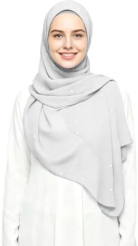 Lina & Lily Damen Hijab Kopftuch Schal mit Glitzer aus Premium Chiffon 72 x 190cm