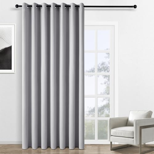 Topfinel Vorhang Blickdicht mit Ösen 240x300cm(HxB) -1 STK Grau Gardinen Verdunkelung für Schlafzimmer Wohnzimmer Kinderzimmer