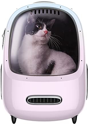 PETKIT Rucksäcke für Hunde & Katzen-Rucksack, Eingebauter Lüfter und LED-Licht für geräumige Belüftung und geringes Gewicht.(Keine Mobile Stromversorgung) (Rosa)