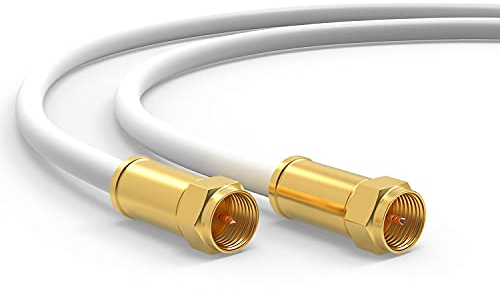 RedStar24 Premium 1m SAT Kabel - Klasse A+ Digital Koaxialkabel - F-Stecker Antennenkabel für TV, Internet Router & Modem - Unterstützt HD, 4K UHD, DVB-S/S2 - Hochwertiges Satellitenkabel Weiß