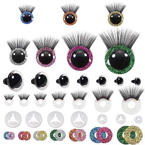 TOAOB 28 Stück Glitzer Sicherheitsaugen für Häkeltiere 12 mm bis 30 mm