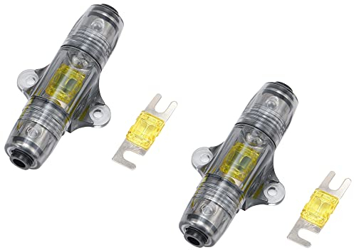 Greluma 2 Pz 20A 6-10 Gauge AWG Portafusibile in linea ANL MANL con fusibile da 2 pezzi 20A