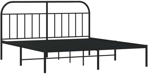 vidaXL Sängram med huvudgavel metall svart 180x200 cm, säng, metallsäng, metall sängram, sängar, metallsängar, metall sängramar, gästsäng, gästsängar