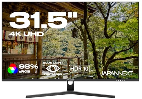 JAPANNEXT Ecran PC 31.5 VA 4K UHD (3840x2160) | Technologie HDR | Inclinaison réglable Haut-parleurs intégrés Compatibilité VESA | G-Sync/FreeSync | Garantie 2 Ans | JN-V315UHDR