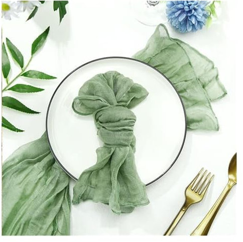 Tischdekoration, Stoffservietten, 6 Stück, Retro-Falten-Gaze-Servietten, Tischsets, Stoffservietten, Esstischdekoration, Weihnachten, Hochzeit, Party, Bankett, Tischdekoration (Color : A, Size : 6Pc